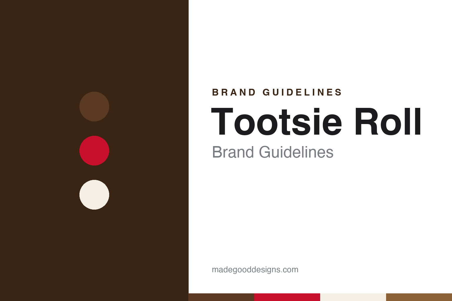 Tootsie Roll brand guidelines — abstract colour discs and material texture (original homage; not a Tootsie Roll product or logo)