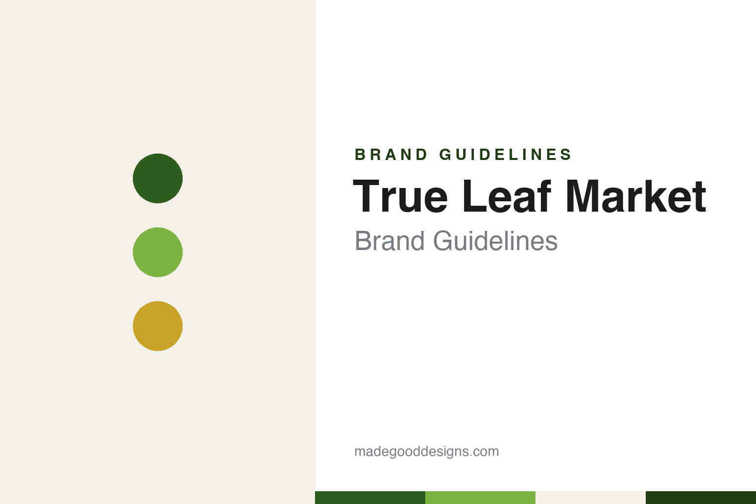 True Leaf Market brand guidelines — abstract colour discs and material texture (original homage; not a True Leaf Market product or logo)