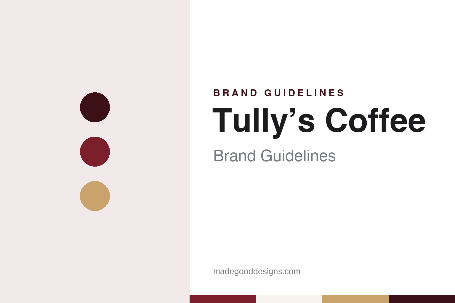 Tully’s Coffee brand guidelines — abstract colour discs and material texture (original homage; not a Tully’s Coffee product or logo)
