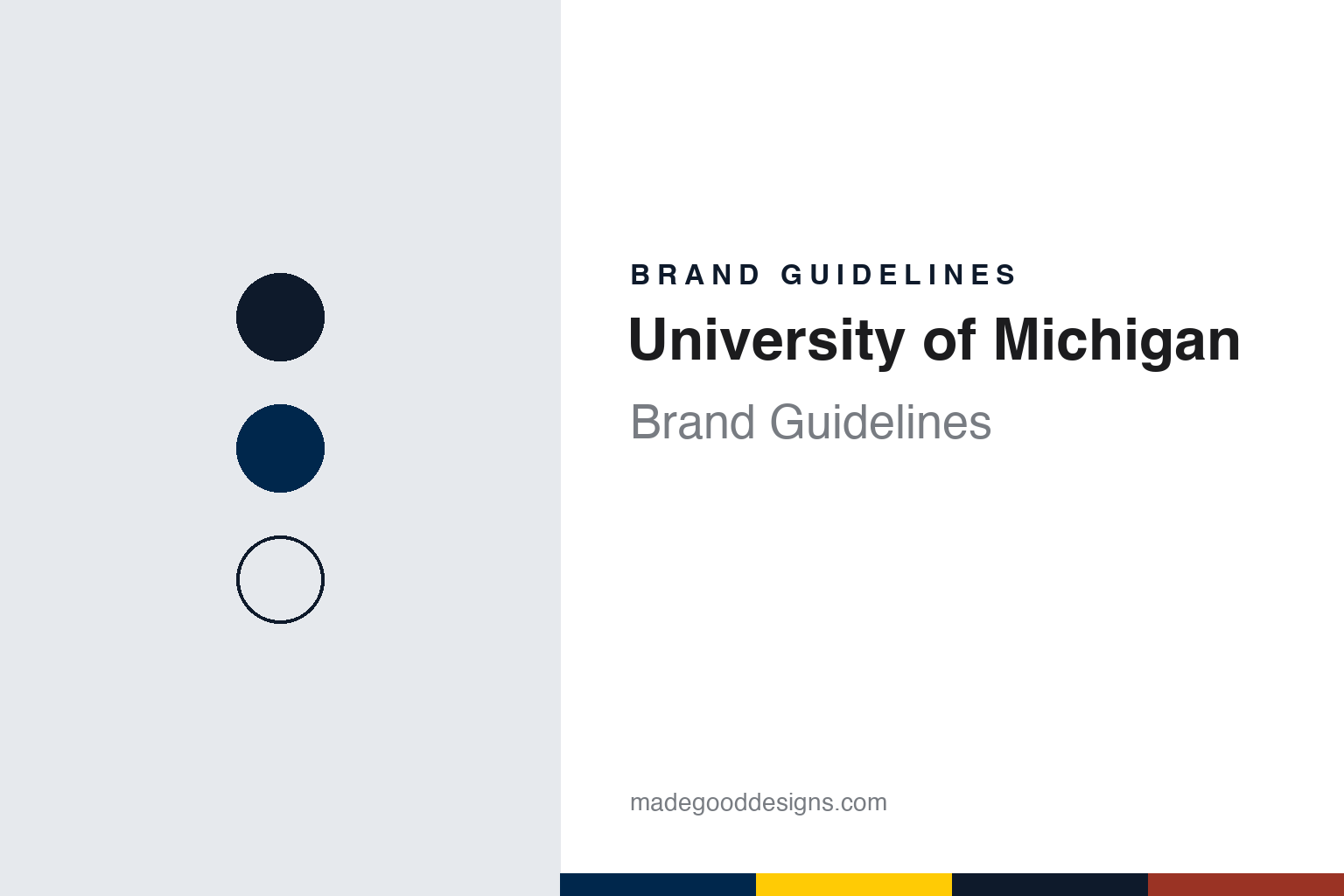 University of Michigan brand guidelines — abstract colour discs and material texture (original homage; not a University of Michigan product or logo)