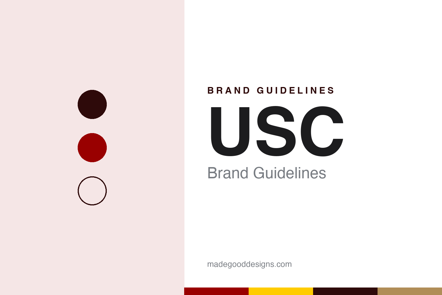 USC brand guidelines — abstract colour discs and material texture (original homage; not a USC product or logo)