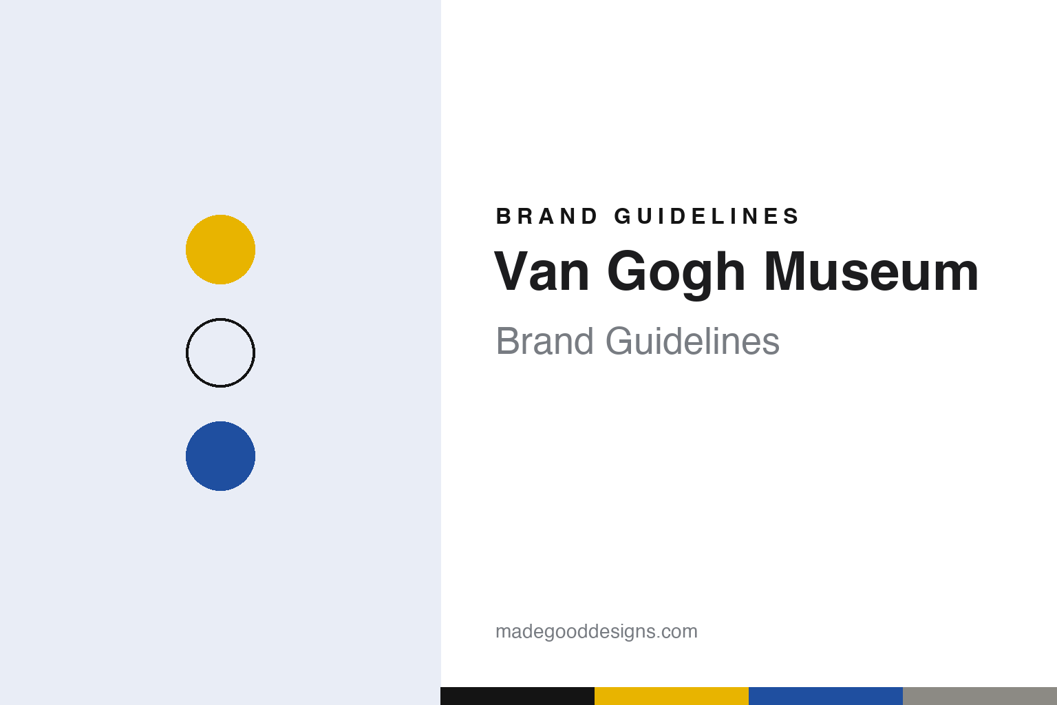 Van Gogh Museum brand guidelines — abstract colour discs and material texture (original homage; not a Van Gogh Museum product or logo)