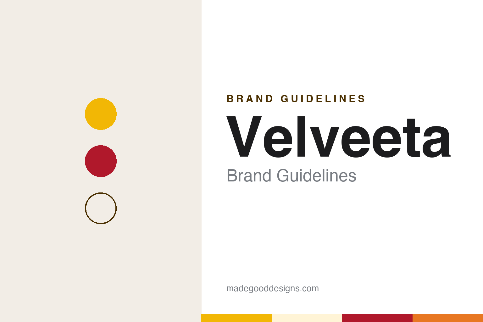 Velveeta brand guidelines — abstract colour discs and material texture (original homage; not a Velveeta product or logo)