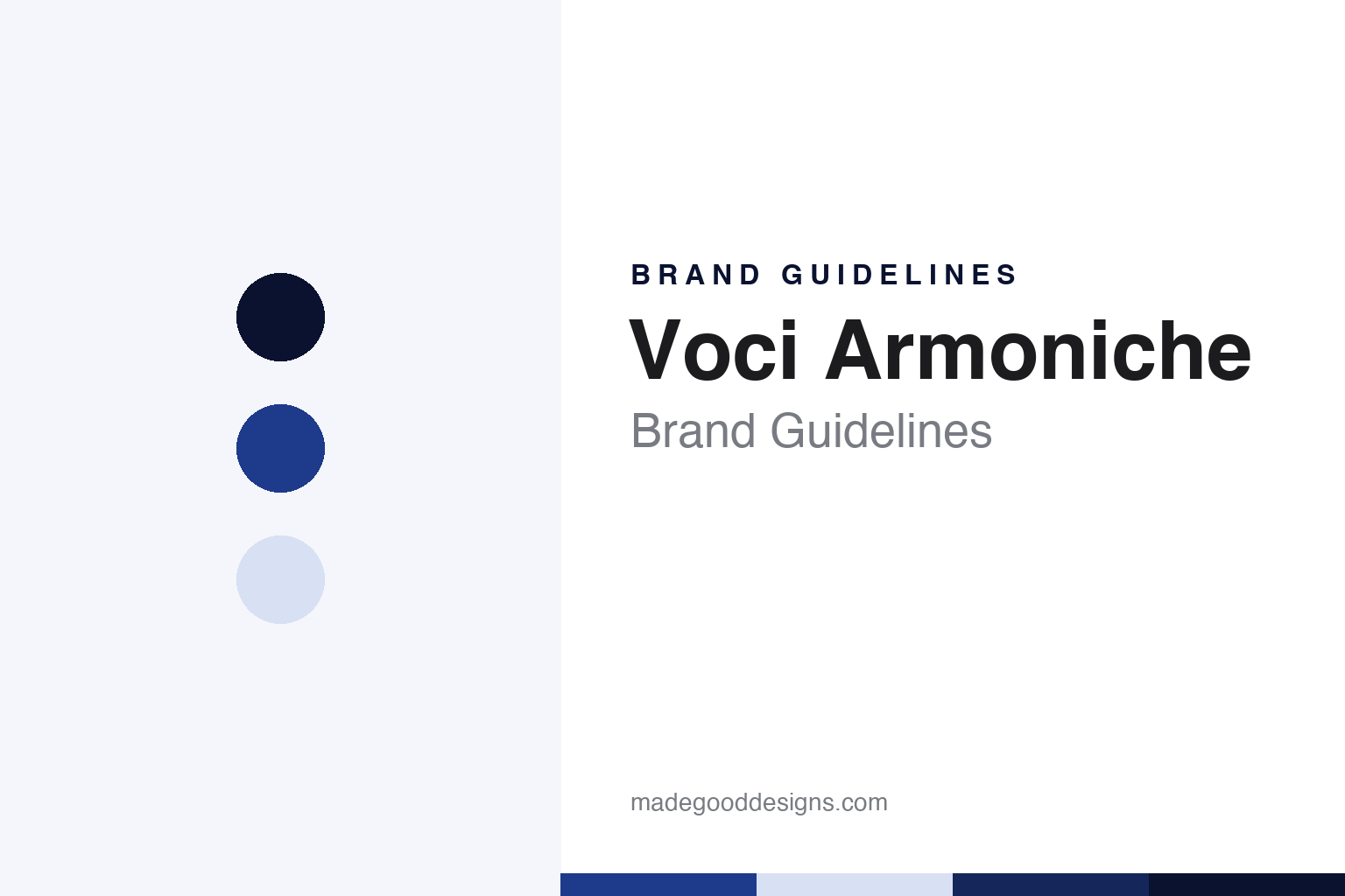 Voci Armoniche brand guidelines — abstract colour discs and material texture (original homage; not a Voci Armoniche product or logo)