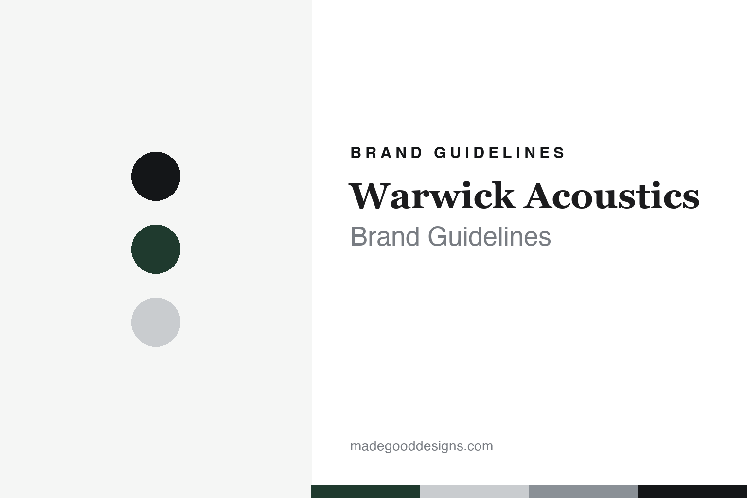 Warwick Acoustics brand guidelines — abstract colour discs and material texture (original homage; not a Warwick Acoustics product or logo)