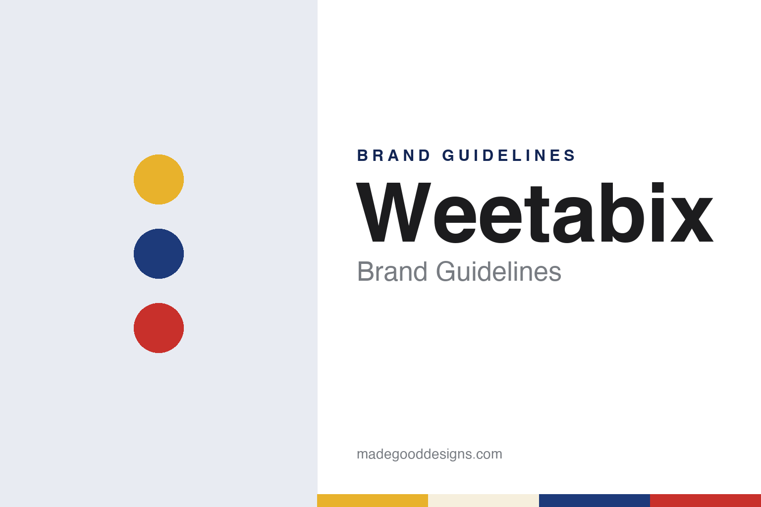 Weetabix brand guidelines — abstract colour discs and material texture (original homage; not a Weetabix product or logo)