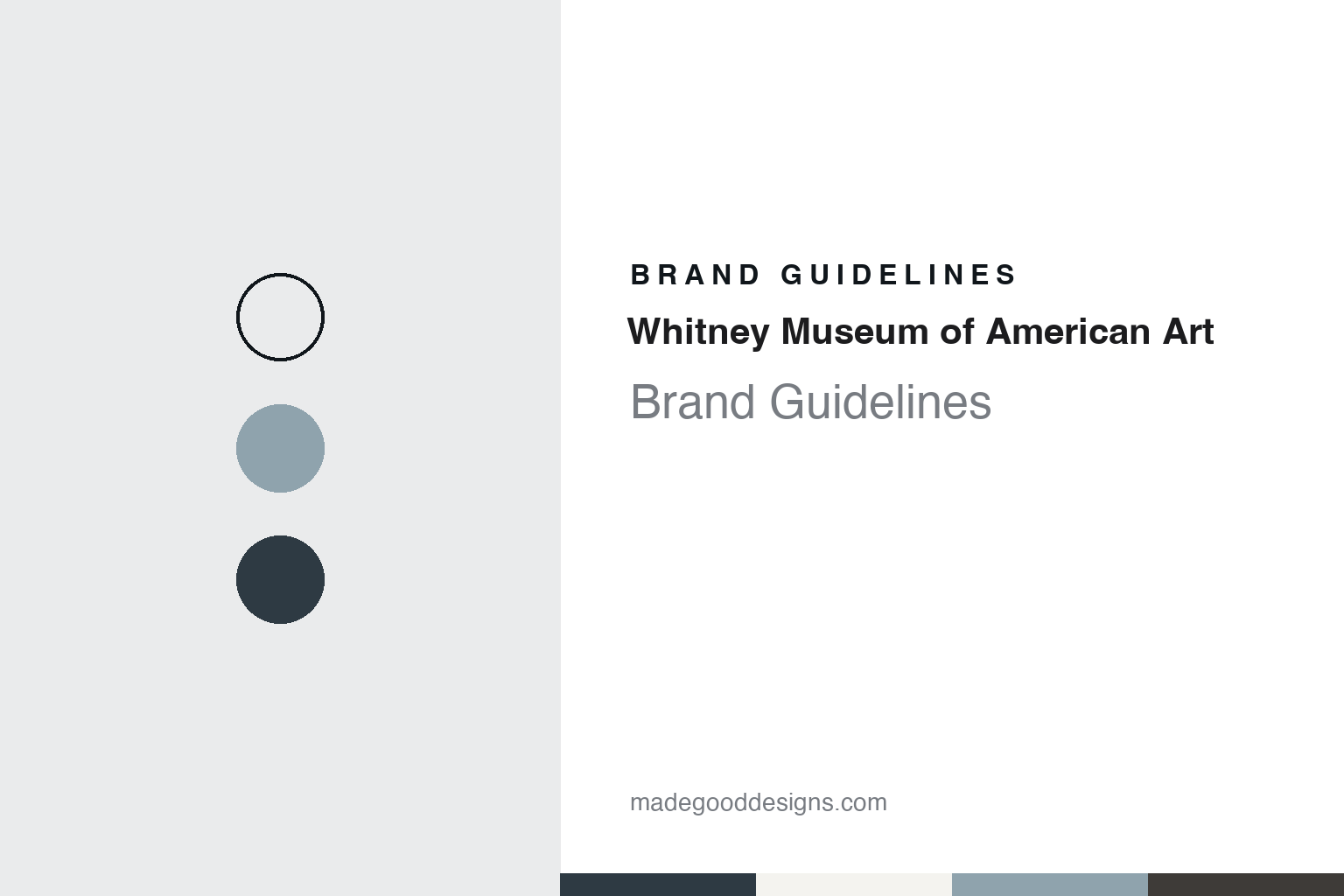 Whitney Museum of American Art brand guidelines — abstract colour discs and material texture (original homage; not a Whitney Museum of American Art product or logo)