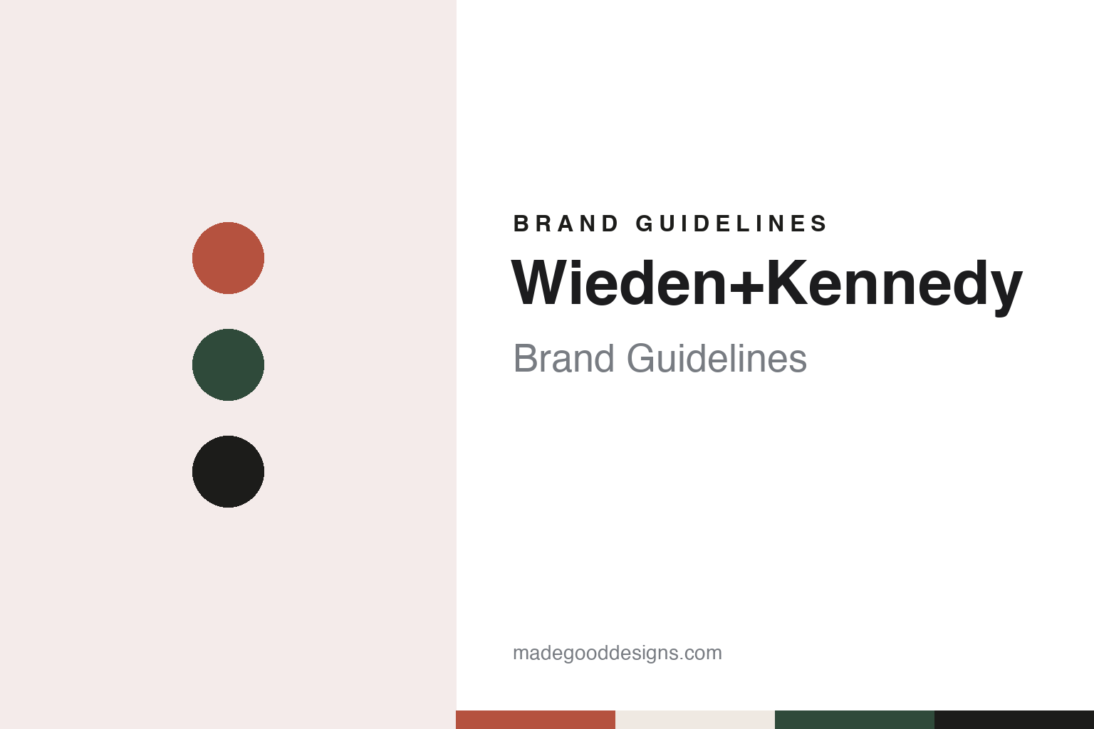 Wieden+Kennedy brand guidelines — abstract colour discs and material texture (original homage; not a Wieden+Kennedy product or logo)
