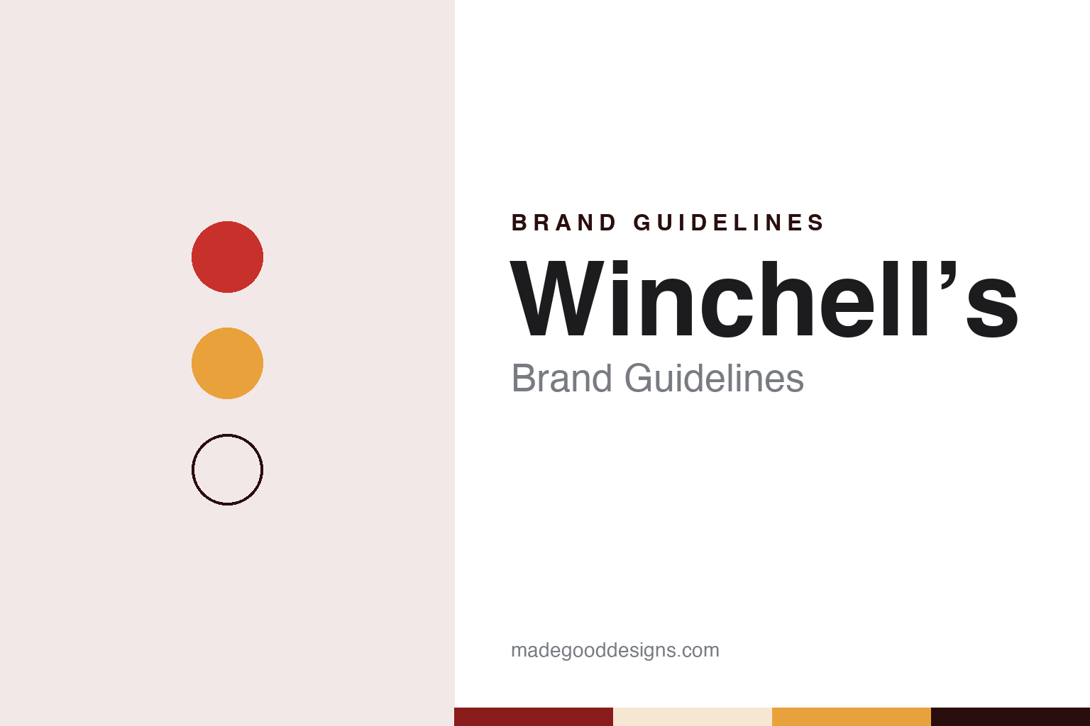 Winchell’s brand guidelines — abstract colour discs and material texture (original homage; not a Winchell’s product or logo)