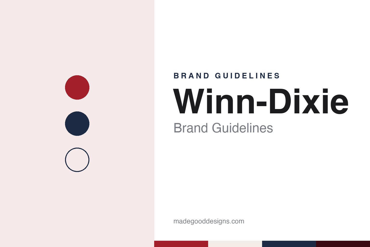 Winn-Dixie brand guidelines — abstract colour discs and material texture (original homage; not a Winn-Dixie product or logo)