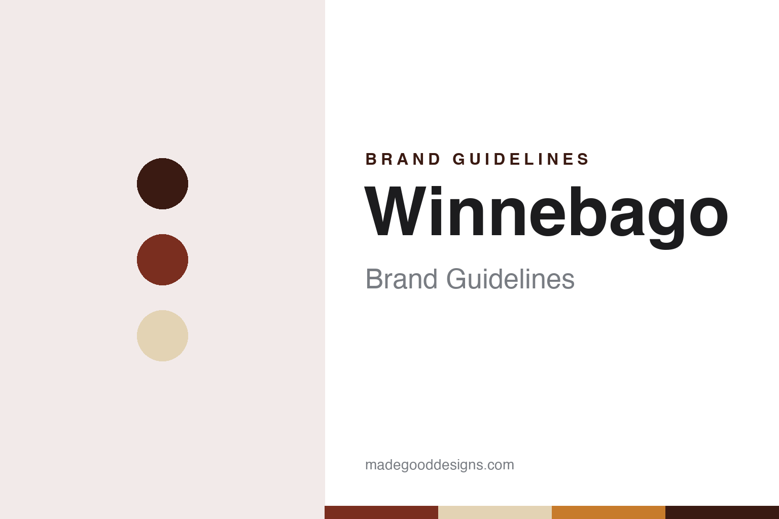 Winnebago brand guidelines — abstract colour discs and material texture (original homage; not a Winnebago product or logo)