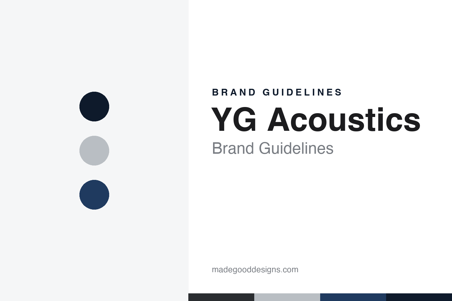 YG Acoustics brand guidelines — abstract colour discs and material texture (original homage; not a YG Acoustics product or logo)