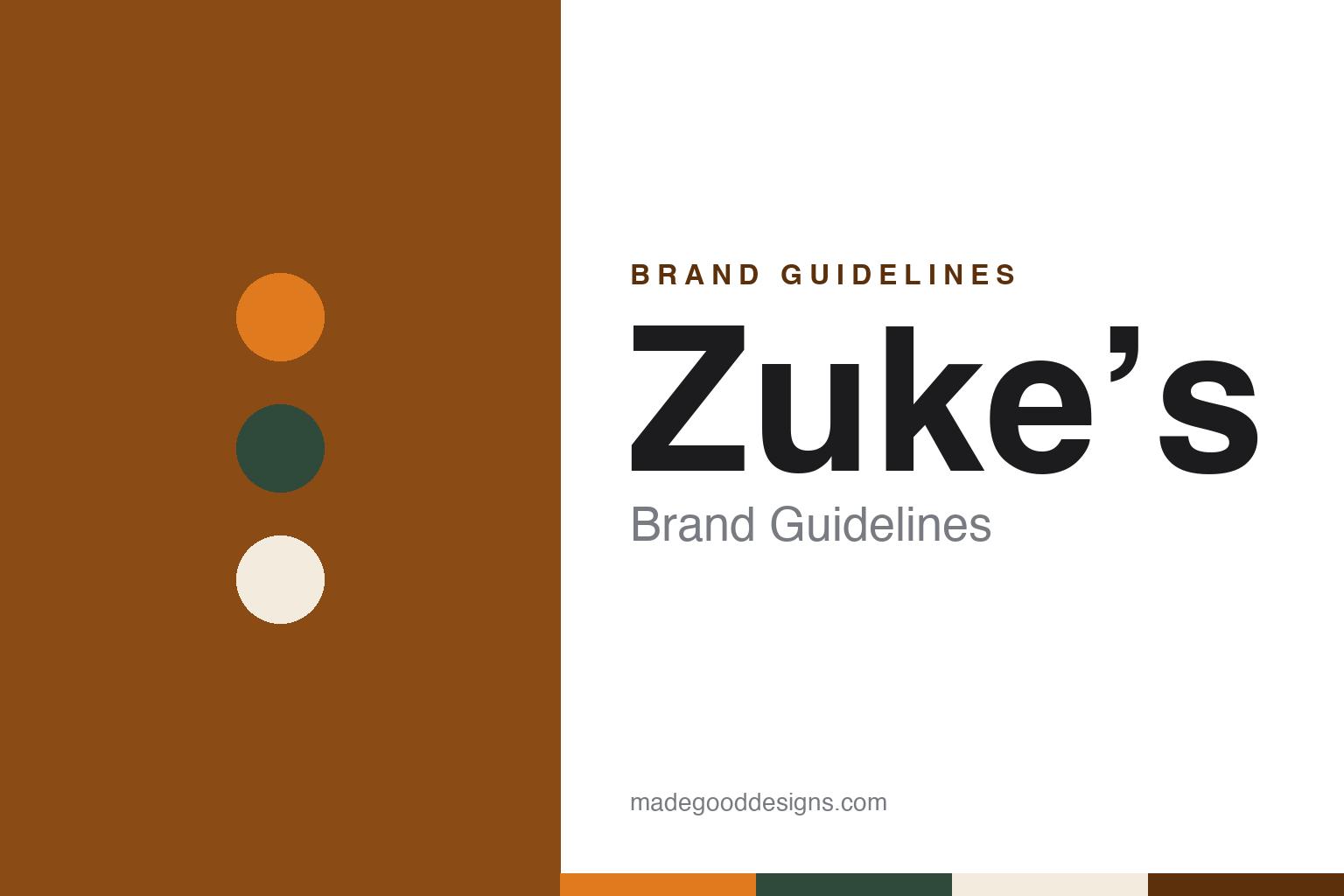 Zuke’s brand guidelines — abstract colour discs and material texture (original homage; not a Zuke’s product or logo)